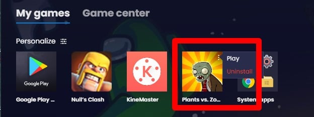 Uninstall Zombies vs plants