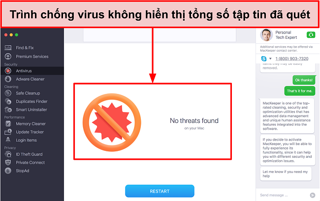 Hình ảnh giao diện quét diệt virus MacKeeper