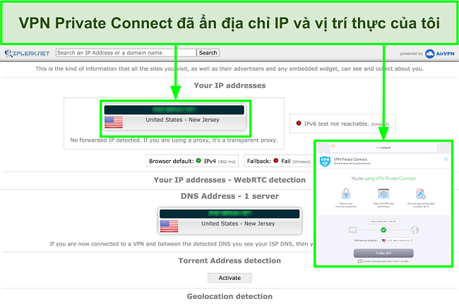 Hình ảnh VPN của MacKeeper ẩn thành công địa chỉ IP trong quá trình thử nghiệm