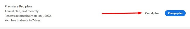 cancel adobe plan