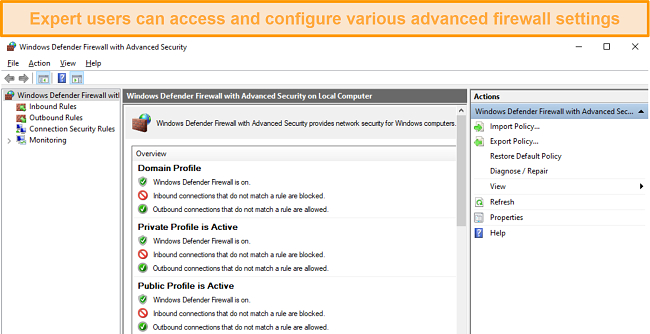 Advanced firewall settings in Microsoft Defender