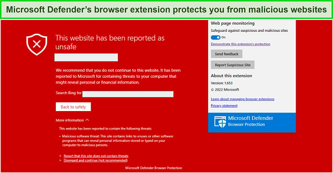 Microsoft Defender offers effective phishing protection on Edge and Chrome