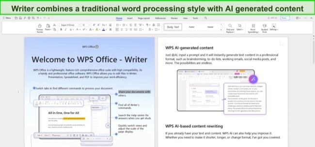 WPS Office AI generated content screenshot
