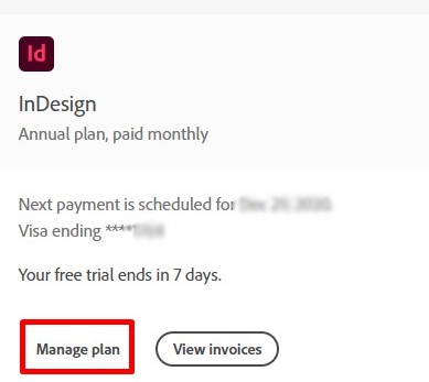 manage plans Adobe