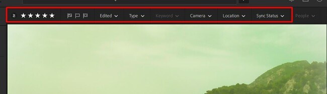Top Bar Lightroom menu