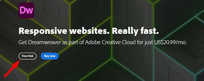 Download free trial Adobe Dreamweaver