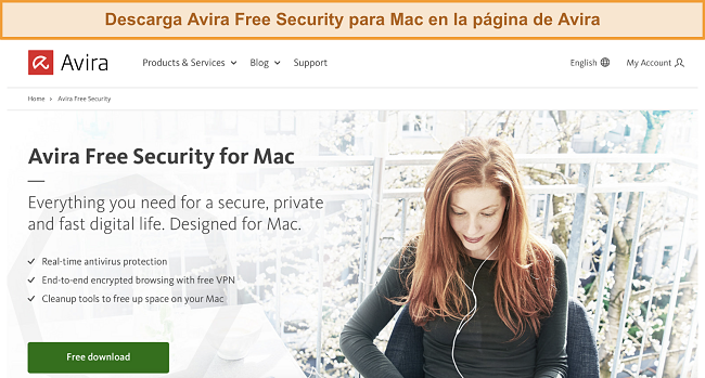 Descarga Avira Free Security para Mac en la página de Avira