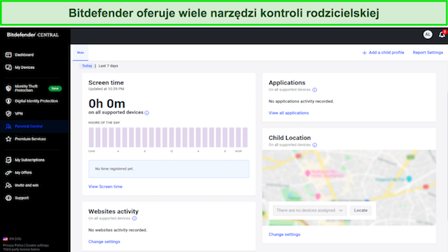 Pakiet kontroli rodzicielskiej Bitdefender zawiera różne narzędzia do ochrony Twoich dzieci