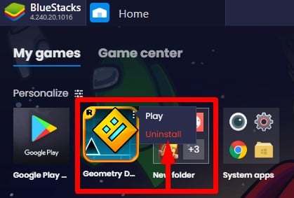 Desinstalar o Geometry Dash