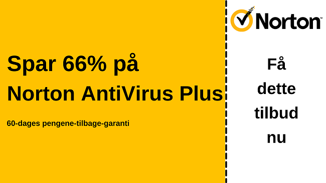 Norton antivirus Plus-kupon til 66% rabat med en 60-dages pengene-tilbage-garanti