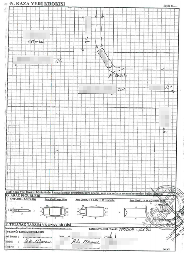 Screenshot of police report sketch of the accident