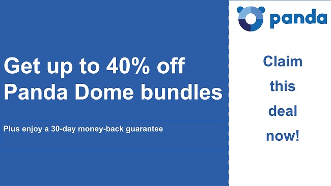 Panda antivirus coupon with 40% discount and 30-day money-back guarantee