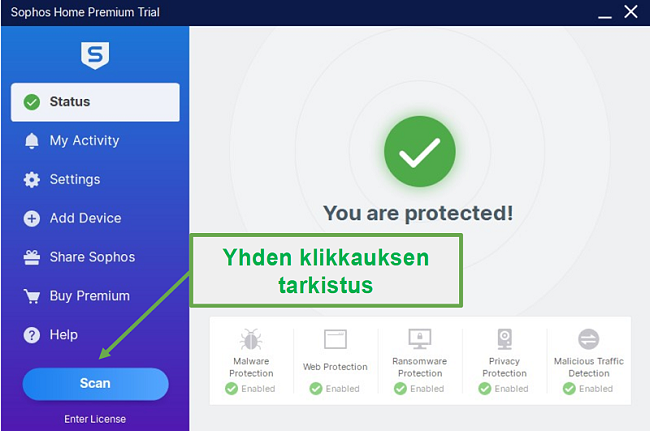 Yhden napsautuksen skannaus - Sophos Home