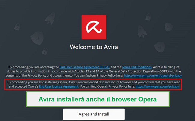 Avirra è fornito con Avira