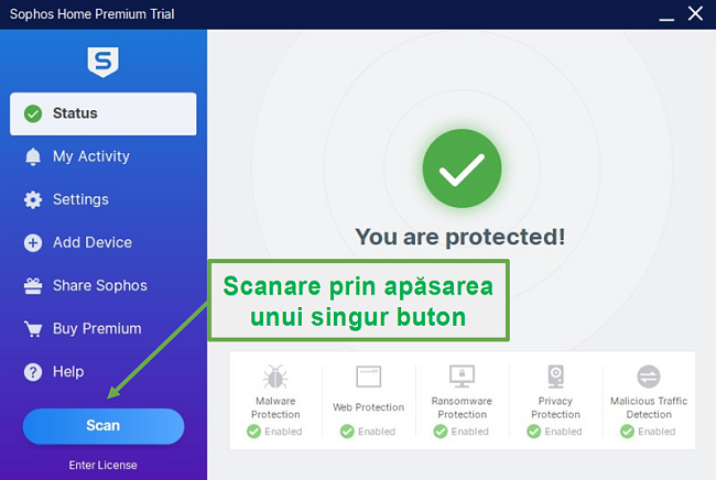 Scanare cu un singur clic - Sophos Home