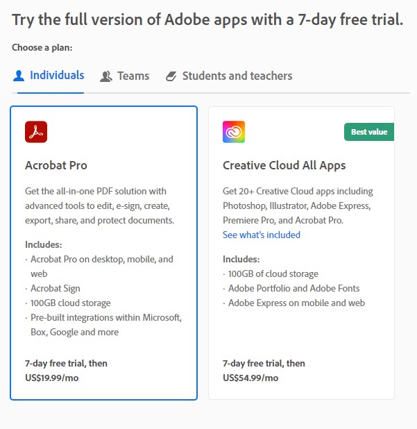 Acrobat Free Trial