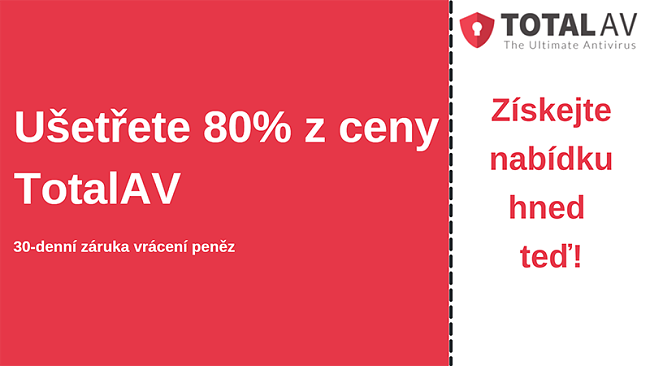 Antivirový kupón TotalAV se slevou až 80% a 30denní zárukou vrácení peněz