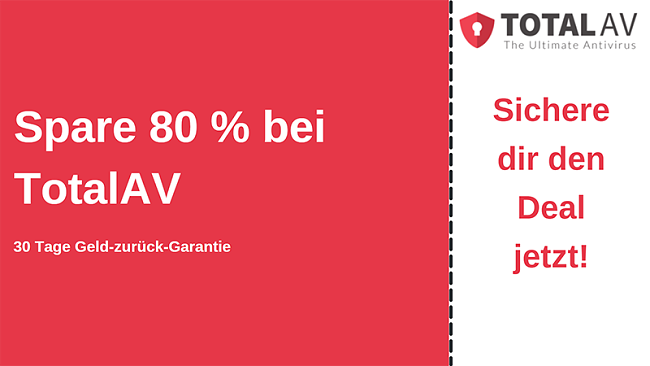 TotalAV Antivirus-Gutschein mit bis zu 80% Rabatt und 30-tägiger Geld-zurück-Garantie