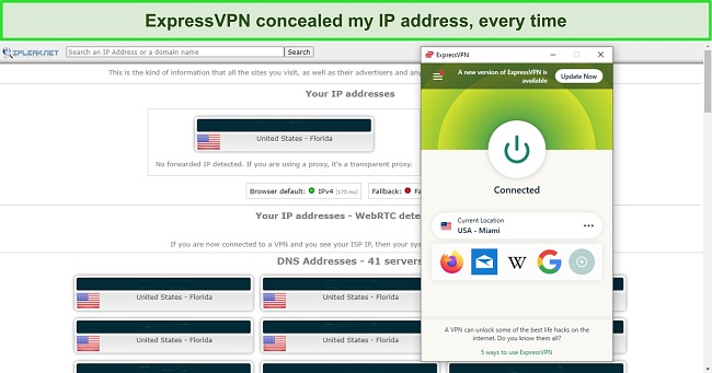 ExpressVPN passed multiple rounds of IP, DNS, and WebRTC leak testing