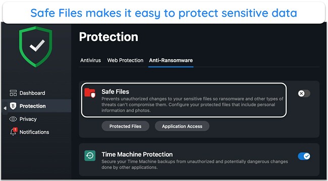 Screenshot showing Bitdefender's Anti-Ransomware tools
