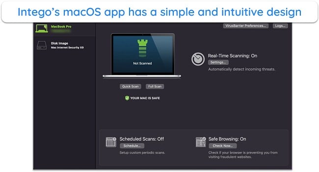 Screenshot of Intego's app interface on macOS
