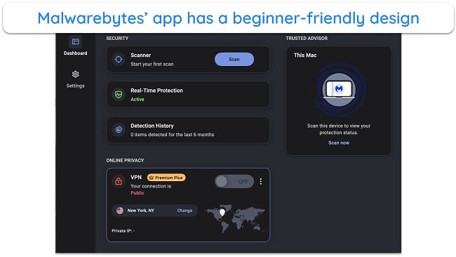 Screenshot of Malwarebytes' macOS app interface