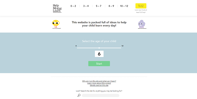 Screenshot of Help My Kid Learn website