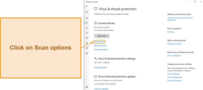 Screenshot showing Microsoft Defender's various scan options, raising the question of its sufficiency for user protection.