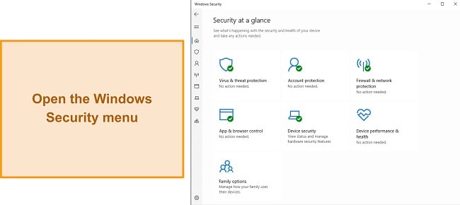 Screenshot showcasing the opening menu of Microsoft Defender's Windows Security interface, prompting the question of its adequacy