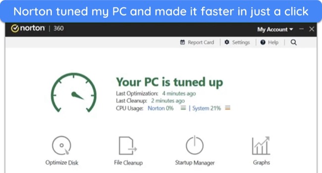 Norton optimization tools screenshot
