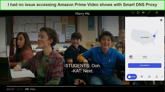 Screenshot of Smart DNS Proxy unblocking Amazon Prime Video