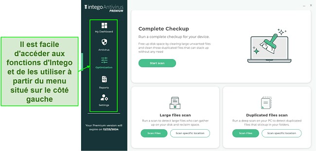 Capture d'écran de l'interface intuitive de l'application Windows d'Intego