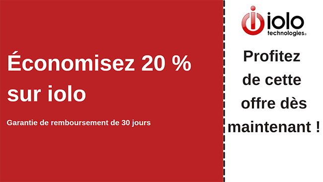 Coupon antivirus iolo avec jusqu'à 20% de réduction sur tous les plans et garantie de remboursement de 30 jours