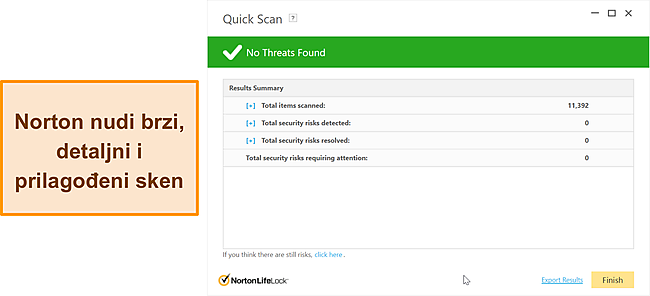 Nortonove mogućnosti skeniranja protiv zlonamjernog softvera.