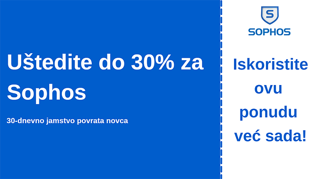 Sophos antivirusni kupon s 30% popusta i 30-dnevnim jamstvom povrata novca