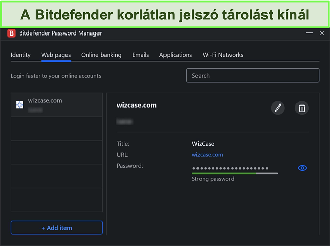 Pillanatkép a Bitdefender jelszókezelőjéről.