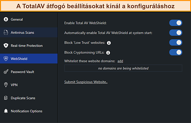 A TotalAvs Settings Manus képernyőképe.