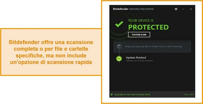 Screenshot della dashboard antivirus gratuita di Bitdefender.