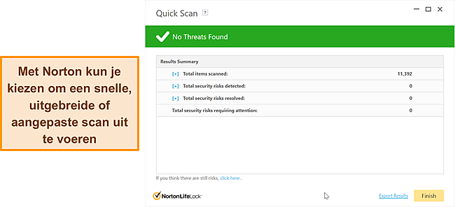 Nortons scanopties tegen malware.