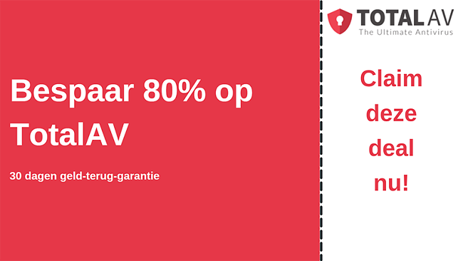 TotalAV antivirus kortingsbon met tot 80% korting en 30 dagen geld-terug-garantie