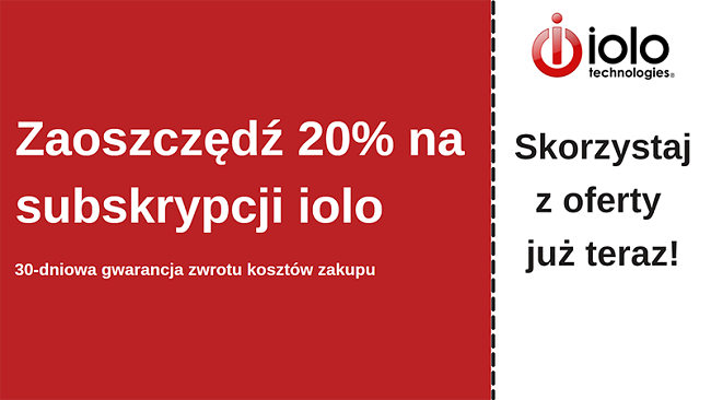 Kupon antywirusowy iolo z rabatem do 20% na wszystkie plany i 30-dniową gwarancją zwrotu pieniędzy