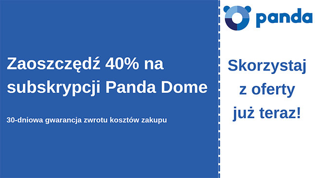 Kupon na oprogramowanie antywirusowe Panda z 40% zniżką i 30-dniową gwarancją zwrotu pieniędzy