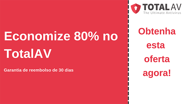 Cupom antivírus TotalAV com até 80% de desconto e garantia de devolução do dinheiro de 30 dias