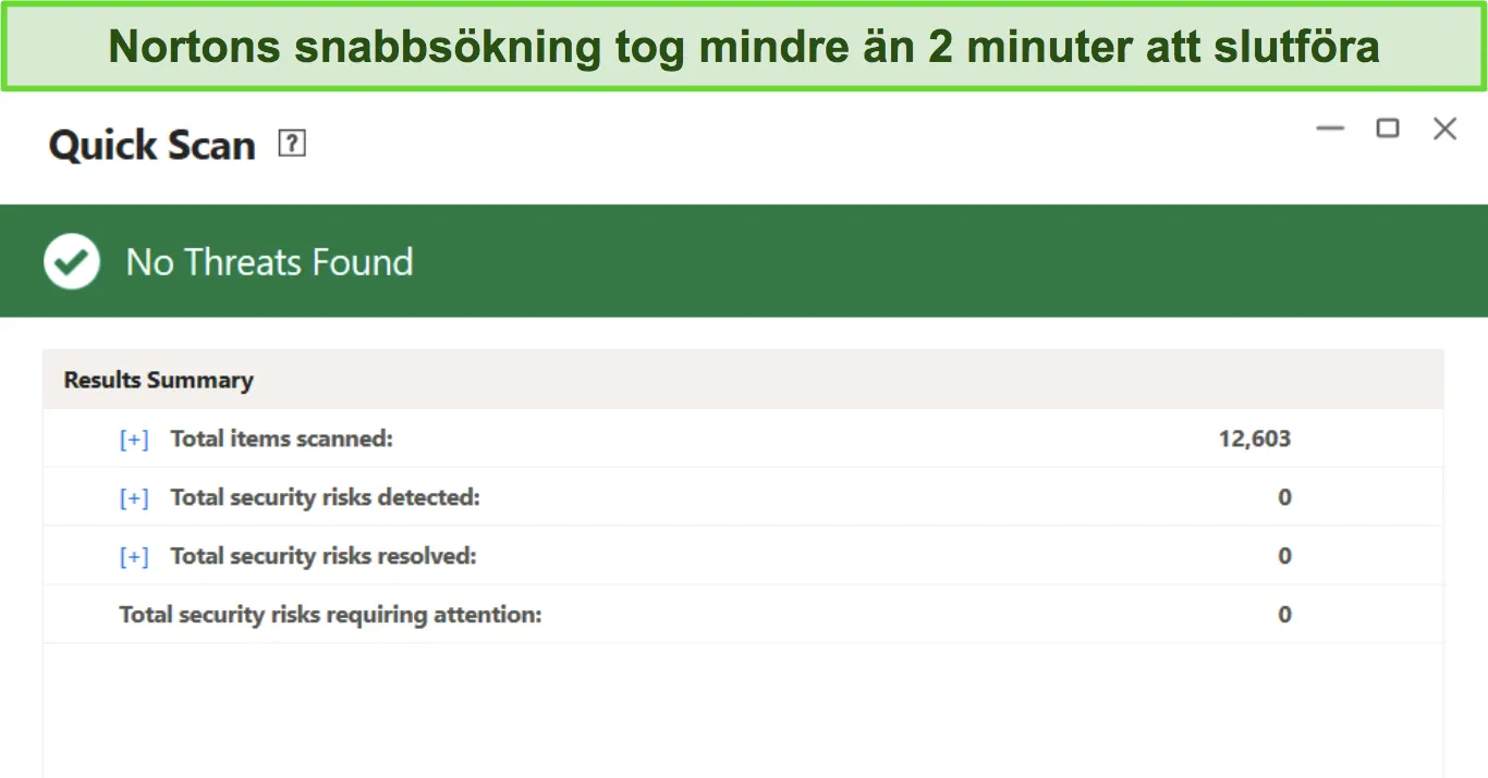 Norton kontrollerade kritiska områden i mitt system och tog bort alla prover av skadlig programvara