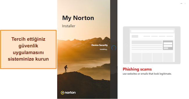 Norton kurulumunun devam ettiğini gösteren ekran görüntüsü