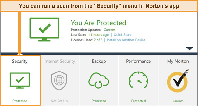 Norton app interface screenshot