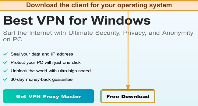 Screenshot of VPN Proxy Master download link