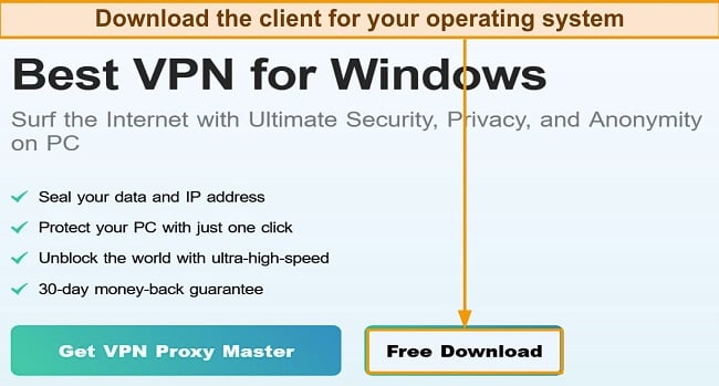 Screenshot of VPN Proxy Master download link