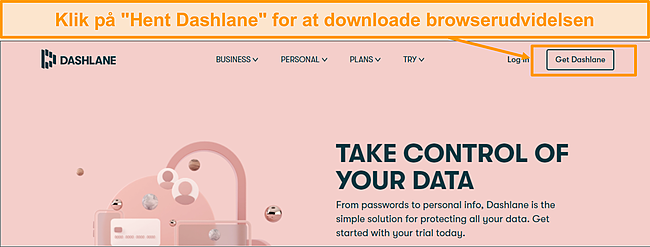 Skærmbillede af Dashlane downloadlink.