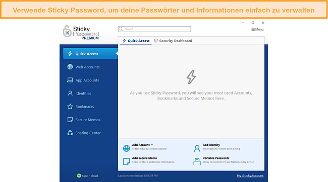 Verwenden von Sticky Password nach der Installation.